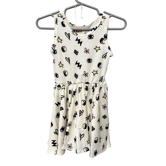 Dot Dot Smile 12/24M White Black Tank Dress Emoji Lightning Stars Flowers Eyes - Picture 1 of 4